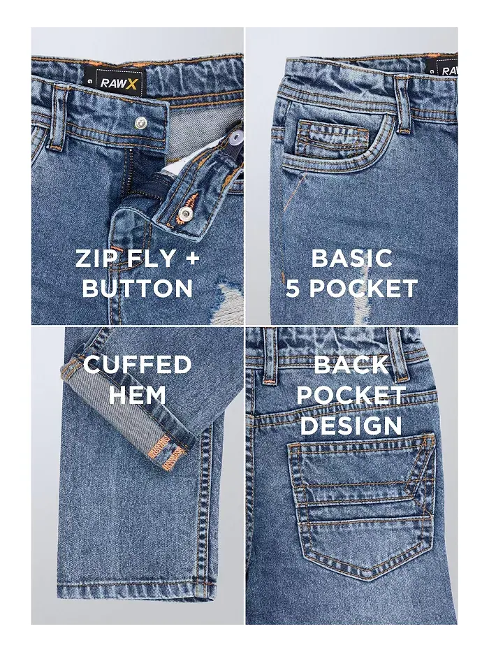 Джинсы для мальчика в стиле distressed размер 4-7 Raw X — изображение 3 из 3, синий