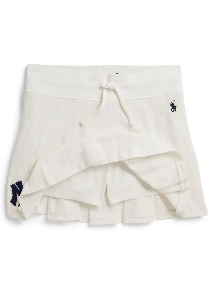 Шорты-юбка Yankees из сетчатой ткани для девочек 7-16 лет Polo Ralph Lauren — изображение 3 из 3, белый