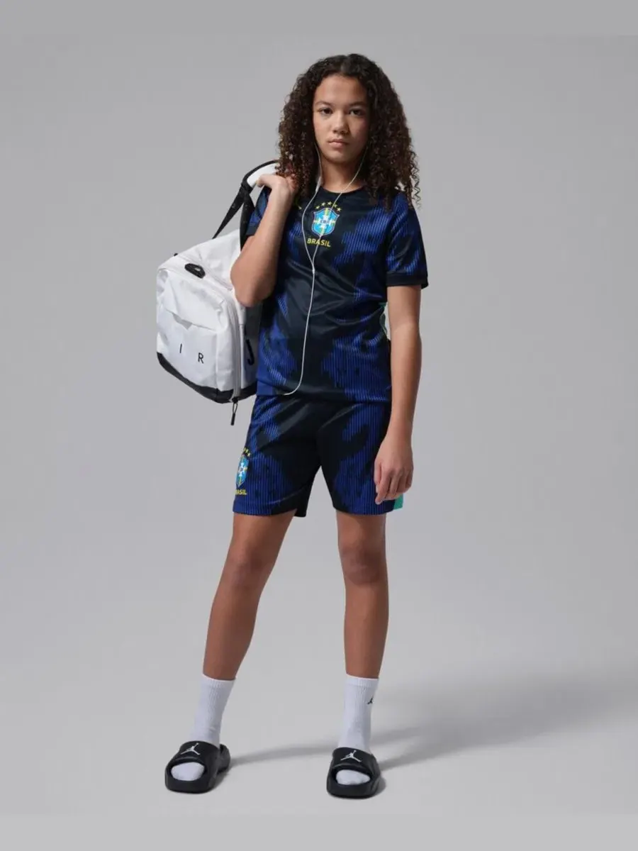 Детские синие шорты Dri-FIT, реплика футболок сборной Бразилии по футболу для мальчиков и девочек — изображение 2 из 5, синий
