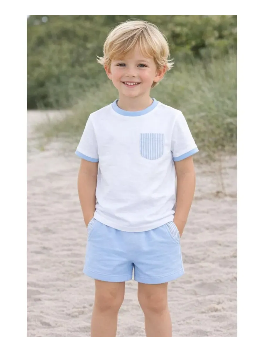 Шорты из сисака с карманами Bows Little/Big Unisex Bits & Bows — изображение 2 из 4, синий