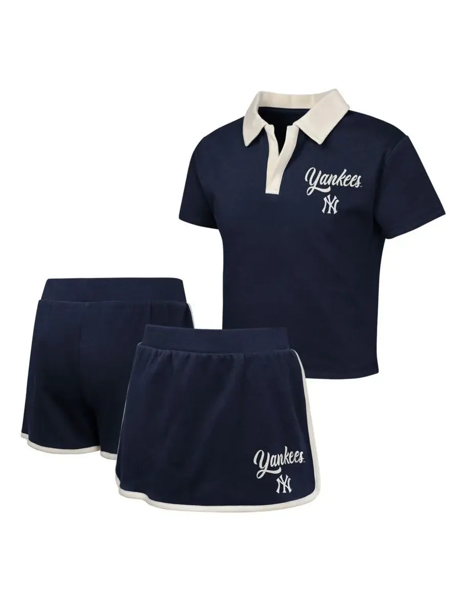 Outerstuff Комплект из двух предметов для девочек: темно-синий поло New York Yankees Base Trainer
