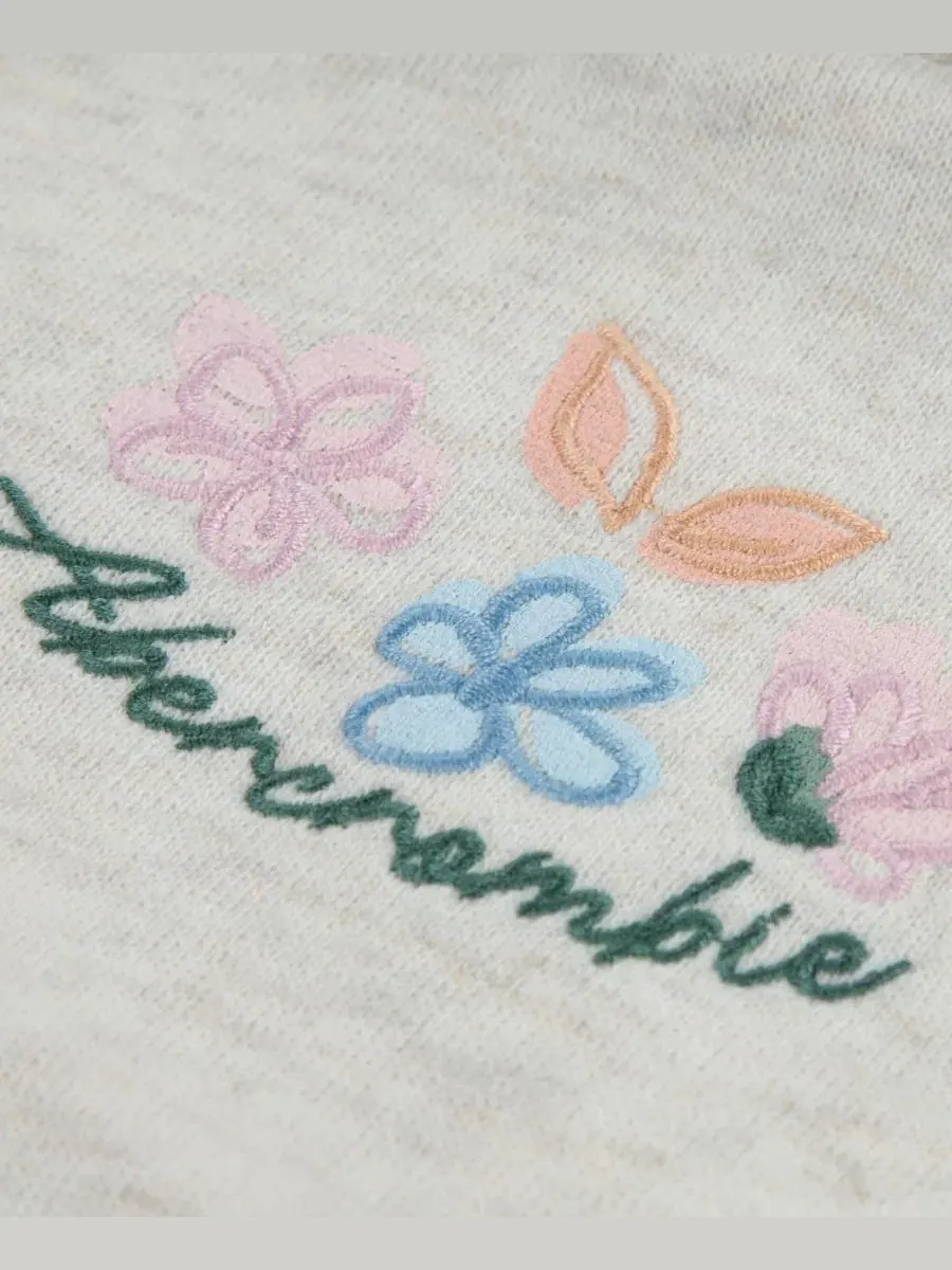 Детский пуловер-худи с вышивкой, с длинным рукавом abercrombie kids — изображение 3 из 8, бежевый