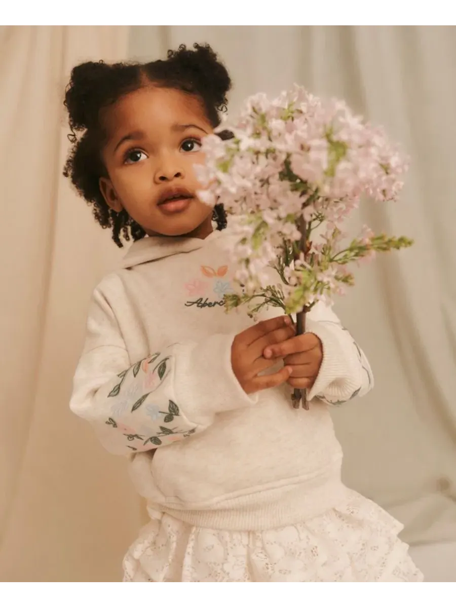 Детский пуловер-худи с вышивкой, с длинным рукавом abercrombie kids — изображение 7 из 8, бежевый