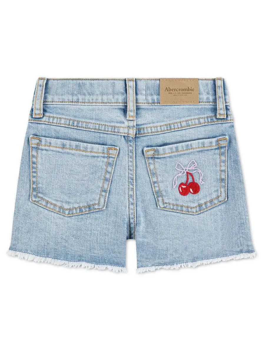 Детские джинсовые шорты с бантом вишневого цвета для девочек 2T-5T Abercrombie Kids — изображение 2 из 9, синий