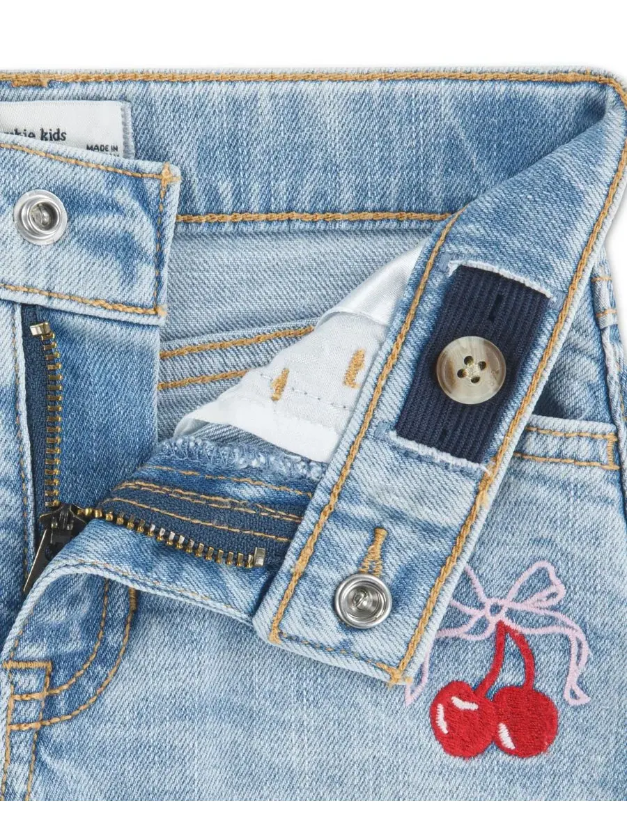 Детские джинсовые шорты с бантом вишневого цвета для девочек 2T-5T Abercrombie Kids — изображение 3 из 9, синий