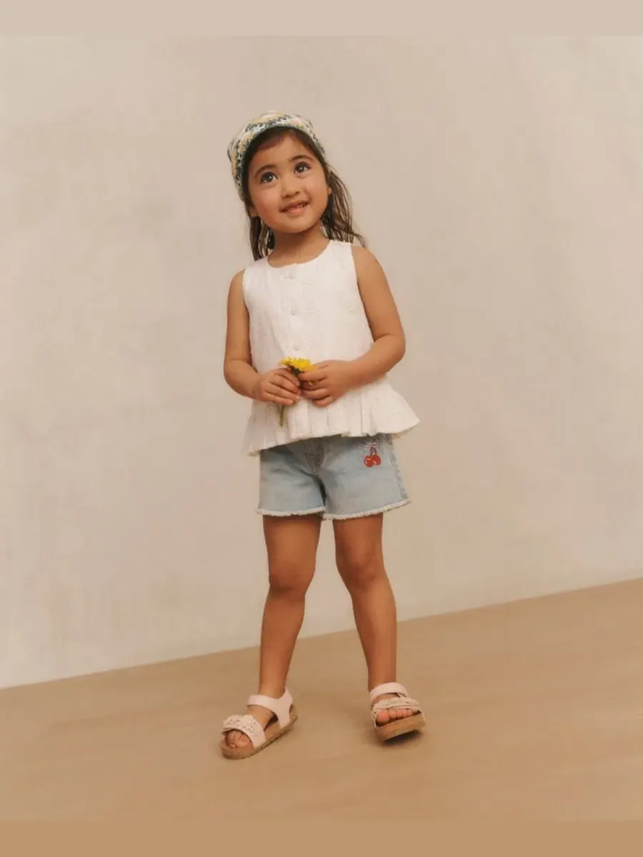Детские джинсовые шорты с бантом вишневого цвета для девочек 2T-5T Abercrombie Kids — изображение 5 из 9, синий