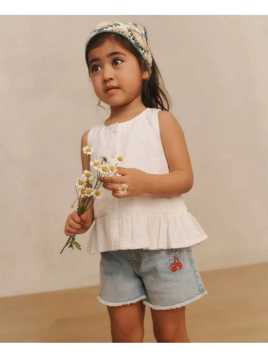 Детские джинсовые шорты с бантом вишневого цвета для девочек 2T-5T Abercrombie Kids — изображение 6 из 9, синий