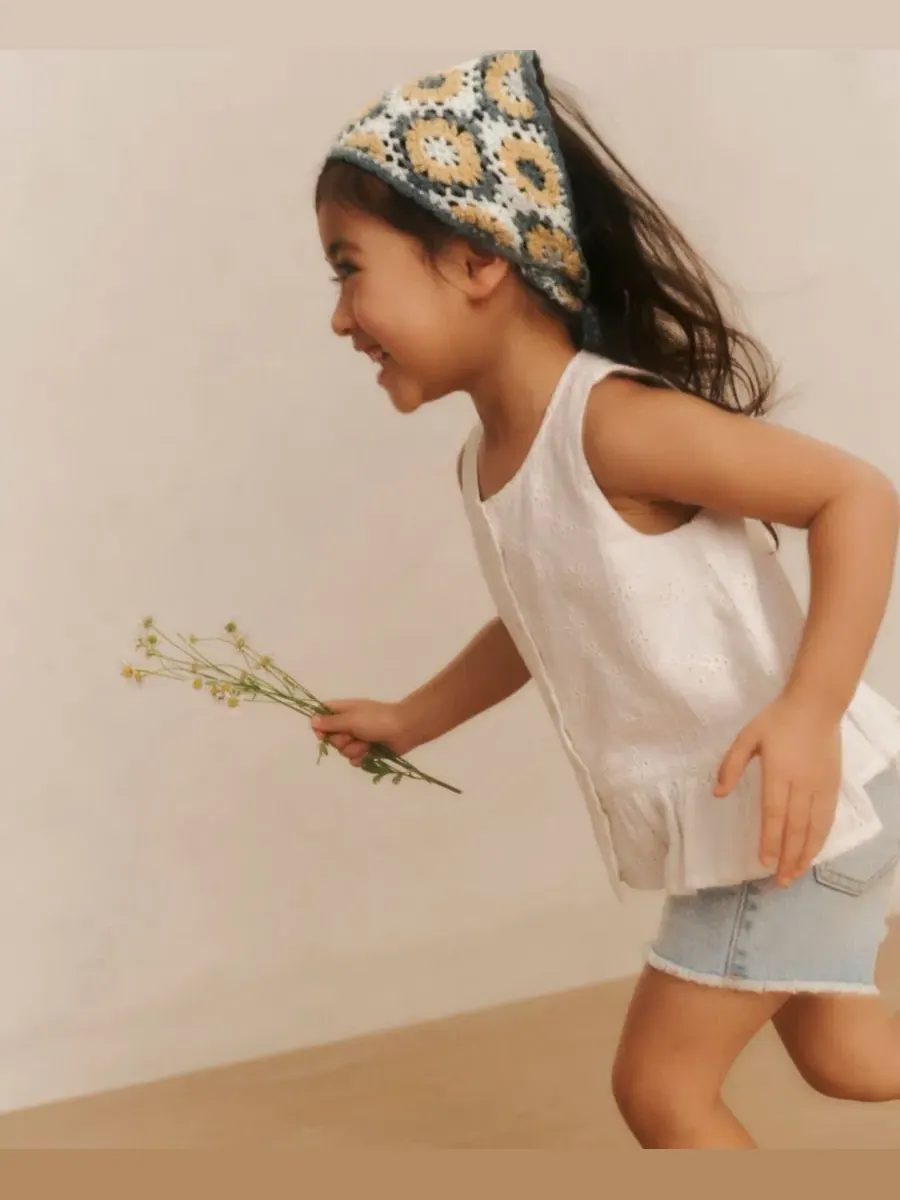 Детские джинсовые шорты с бантом вишневого цвета для девочек 2T-5T Abercrombie Kids — изображение 7 из 9, синий