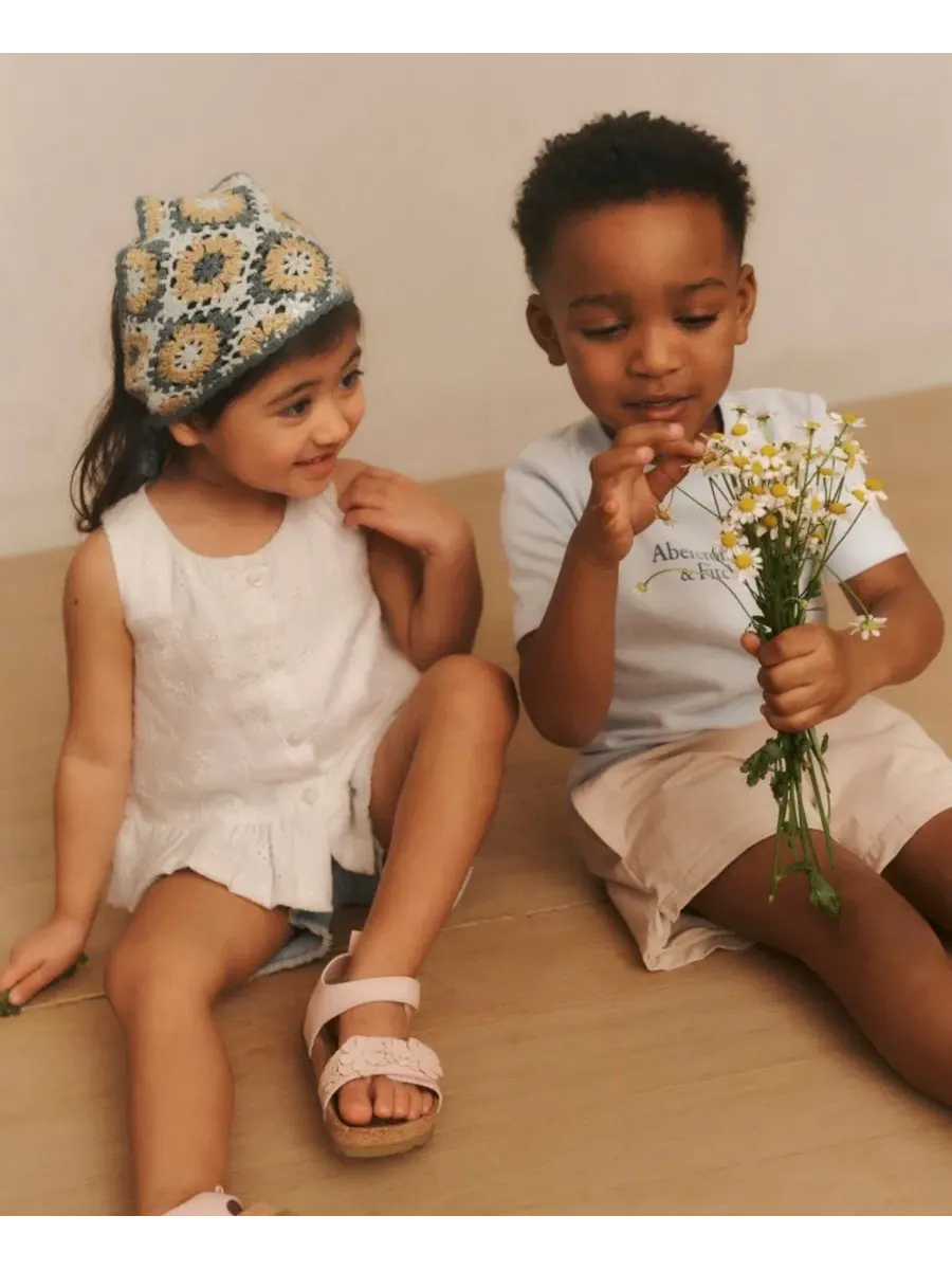 Детские джинсовые шорты с бантом вишневого цвета для девочек 2T-5T Abercrombie Kids — изображение 9 из 9, синий