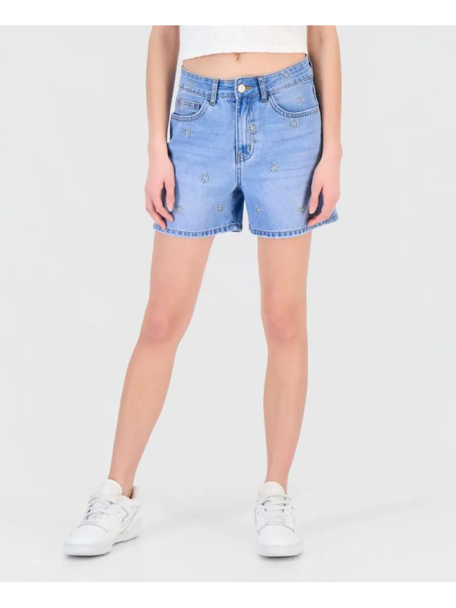 Джинсовые шорты с вышитыми бантами Gogo Jeans, Medium Light Wash
