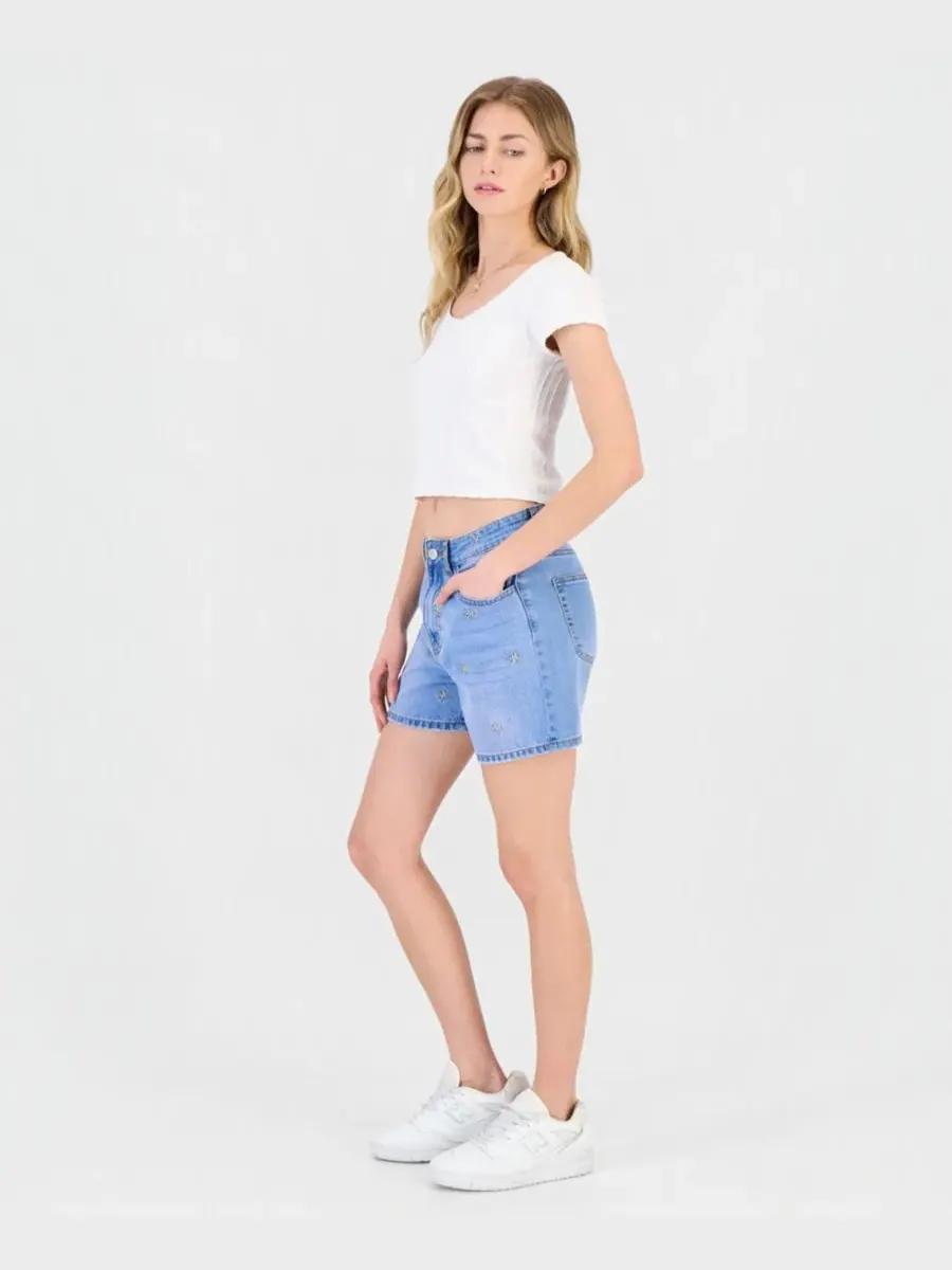 Джинсовые шорты с вышитыми бантами Gogo Jeans, Medium Light Wash — изображение 4 из 4