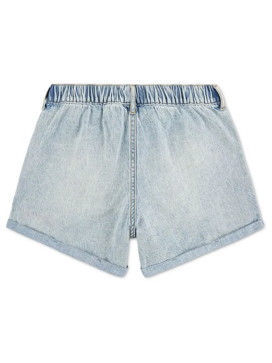 Джинсовые шорты с высокой посадкой для девочек Abercrombie Kids — изображение 2 из 3, голубой
