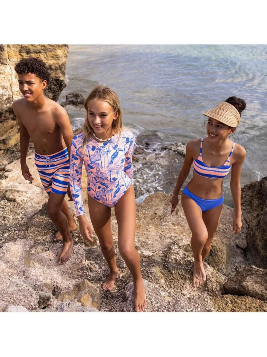Детские плавательные шорты Tropicana Stripe из экологически чистой ткани в полоску Snapper Rock — изображение 5 из 5