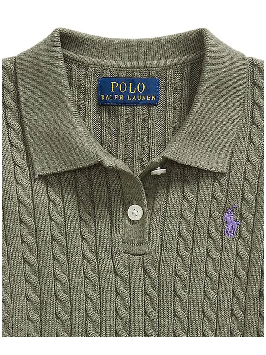 Детское джемпер-поло с коротким рукавом Polo Ralph Lauren — изображение 3 из 7, оливковый