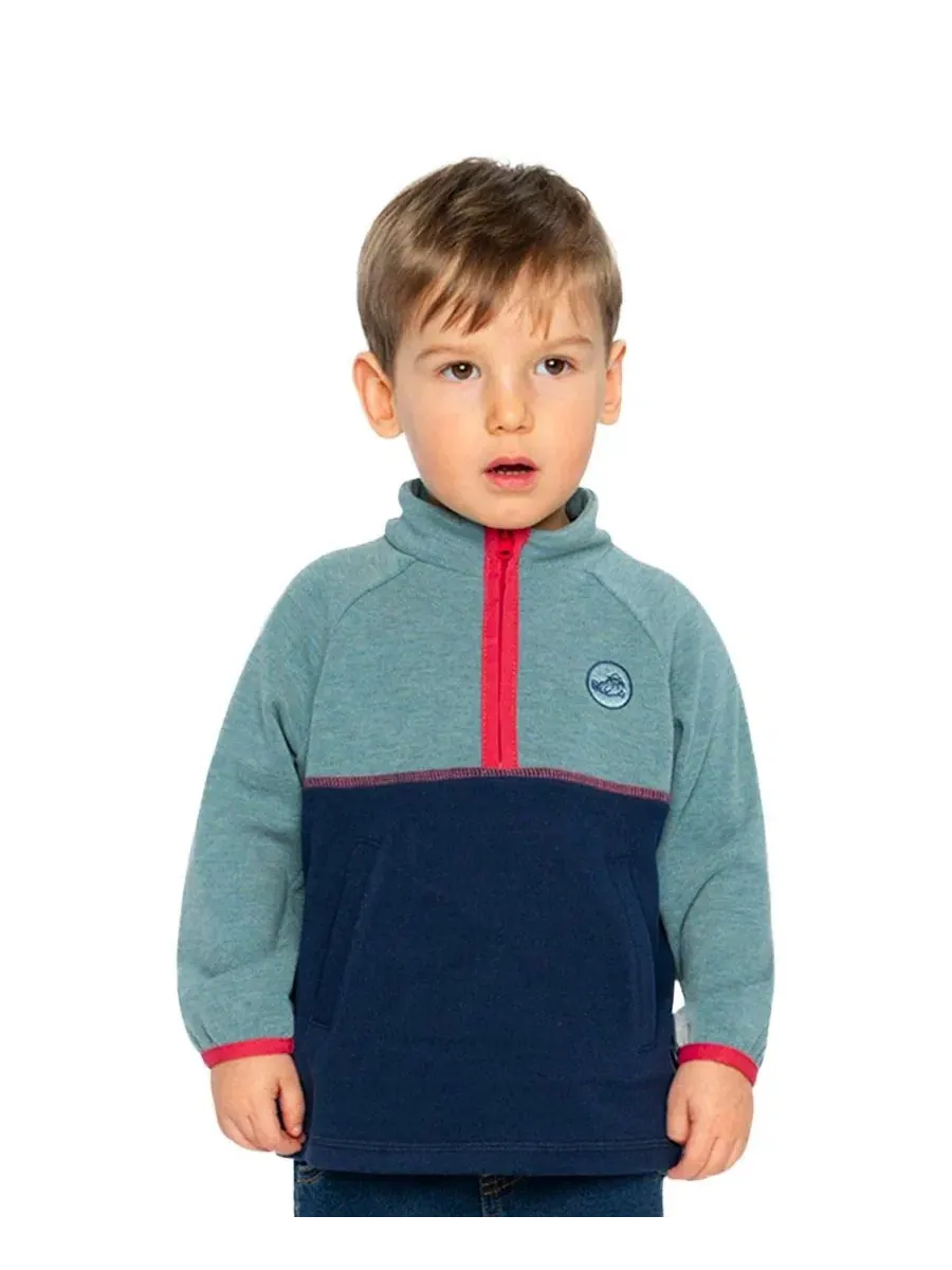 Водолазка с длинным рукавом и четверть-молнией Nordic Buddies Deux par Deux, Pale Turquoise — изображение 2 из 6