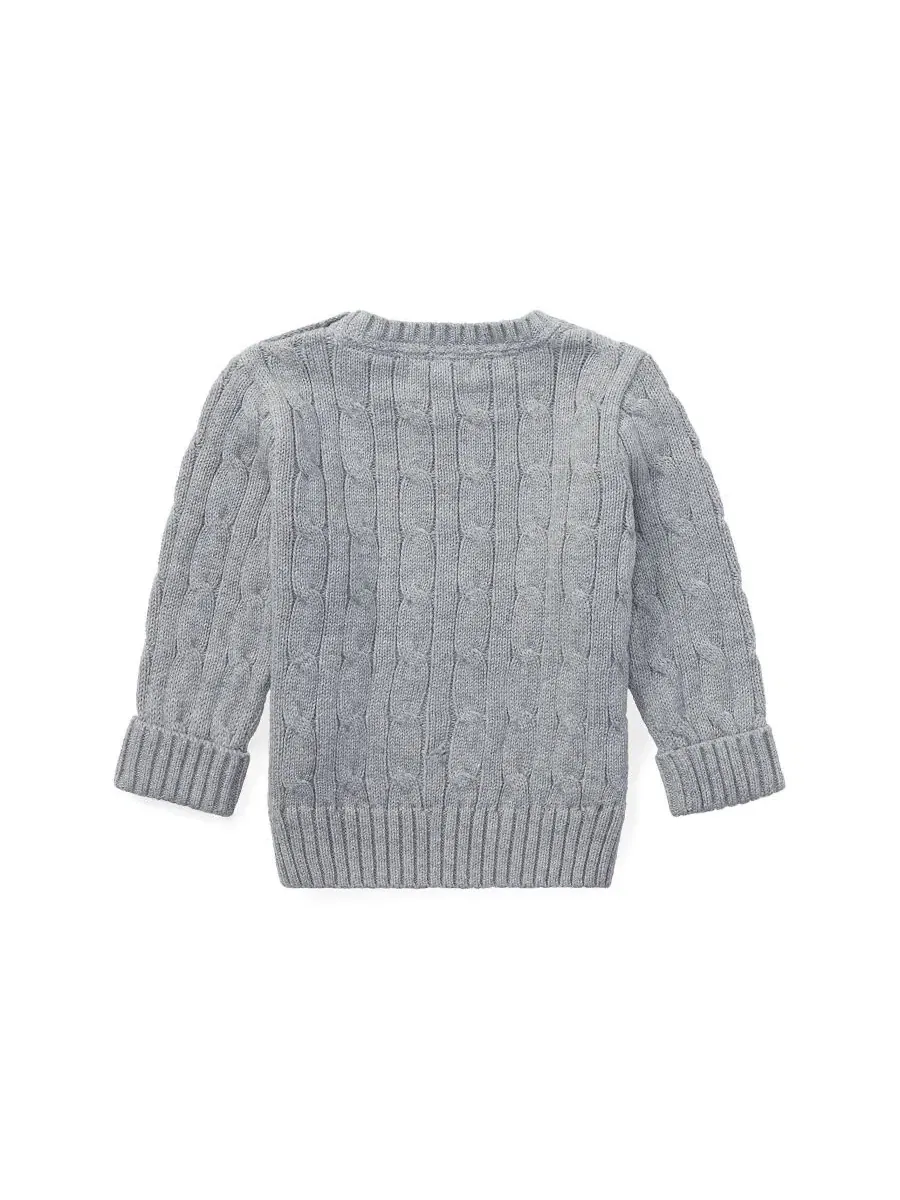 Детский свитер из хлопка с косами, с длинным рукавом Polo Ralph Lauren — изображение 2 из 3, серый