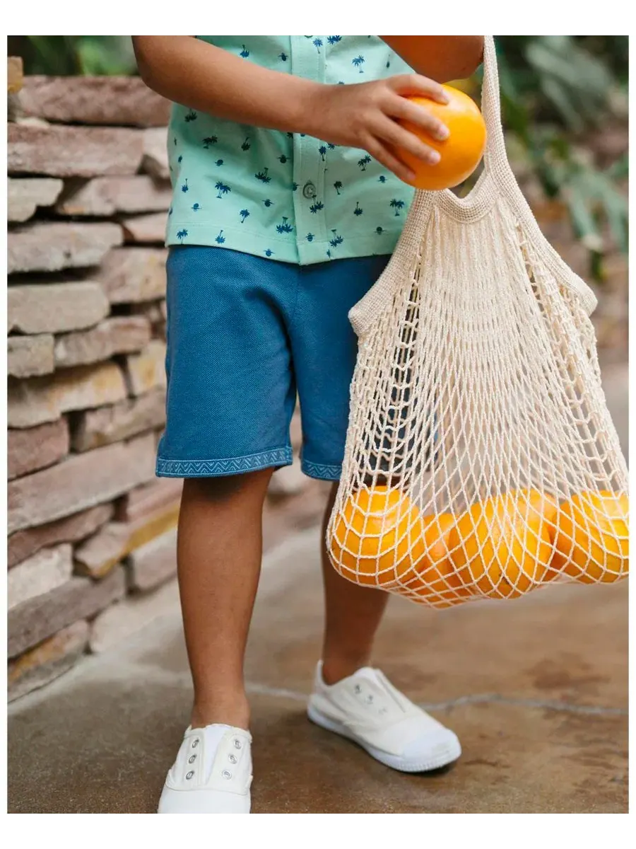 Шорты из органического футера с завязкой, модель Toddler Boys Organic French Terry Pull-On Short — изображение 4 из 5, синий