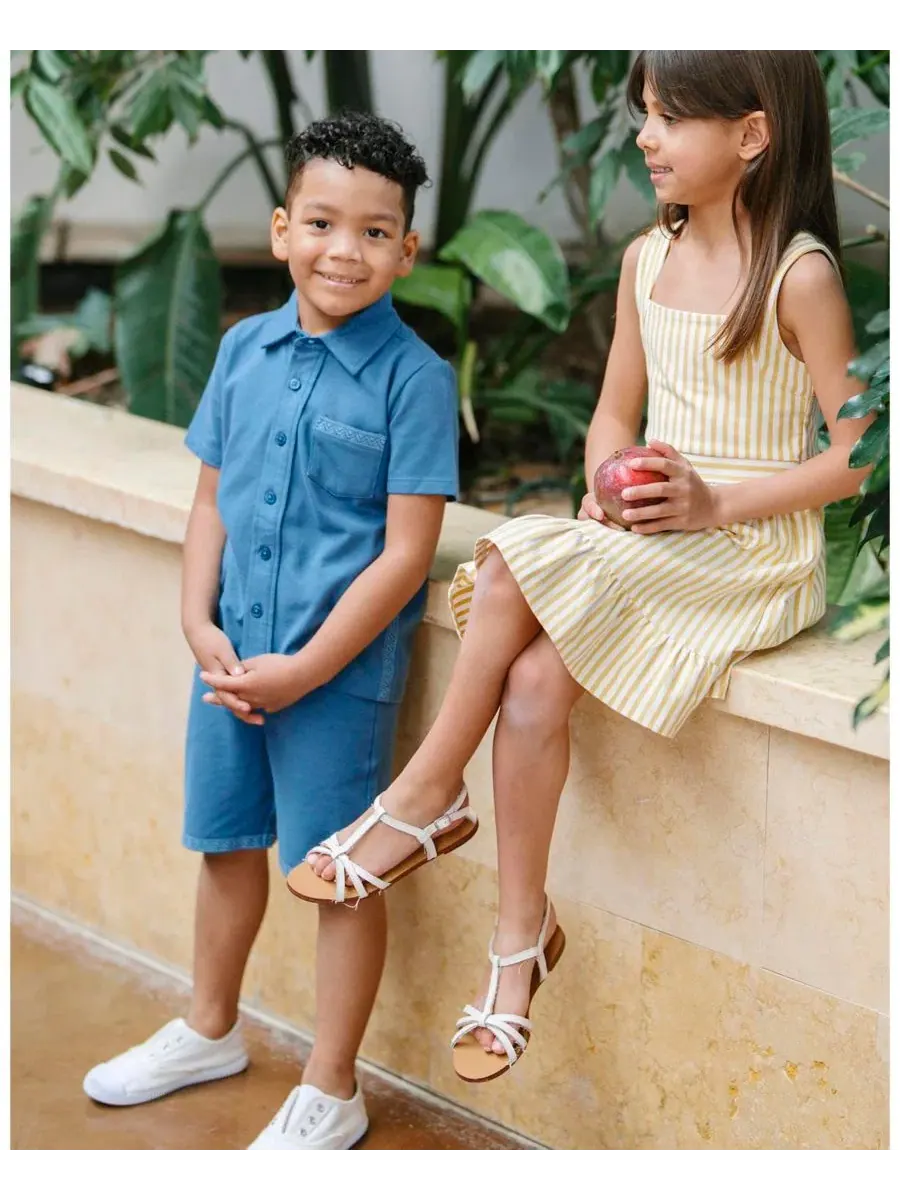 Шорты из органического футера с завязкой, модель Toddler Boys Organic French Terry Pull-On Short — изображение 5 из 5, синий