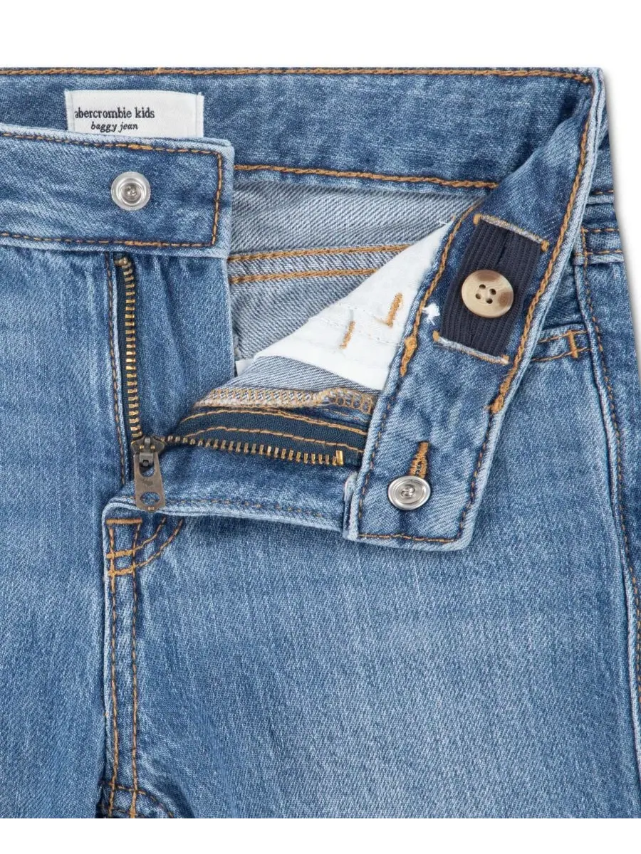 Джинсы свободного кроя с бантами по бокам abercrombie kids — изображение 3 из 5, синий