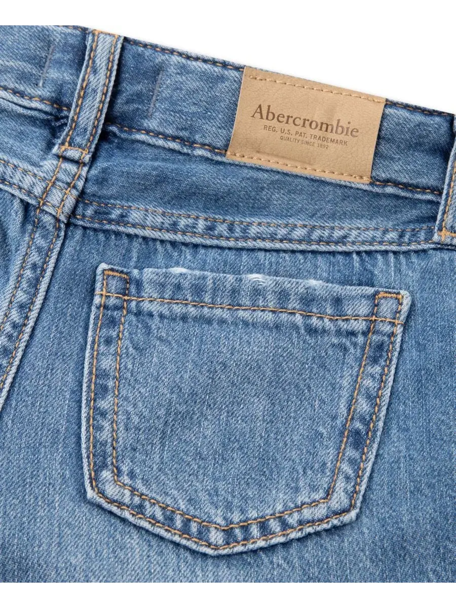 Джинсы свободного кроя с бантами по бокам abercrombie kids — изображение 4 из 5, синий