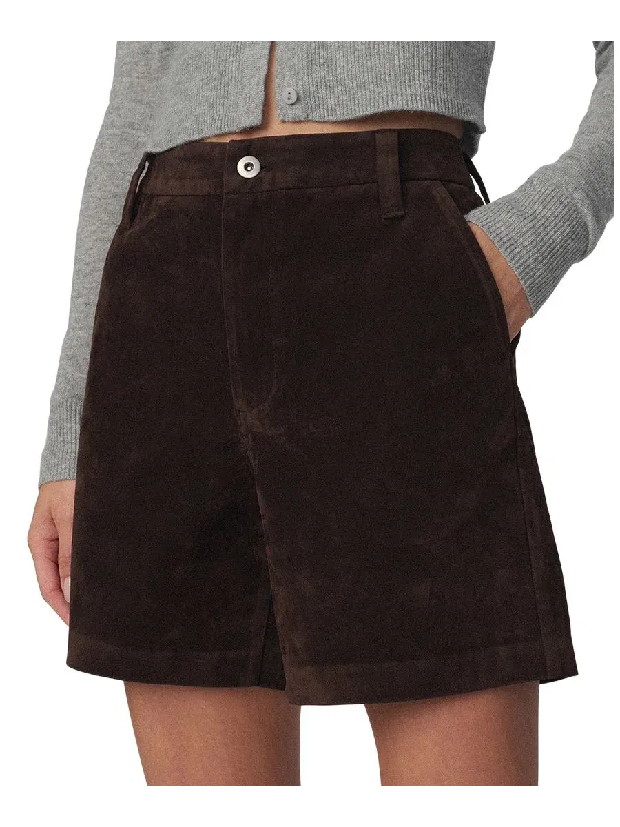 Шорты с высокой посадкой из искусственной замши Harlowe Joe's Jeans — изображение 3 из 6, коричневый