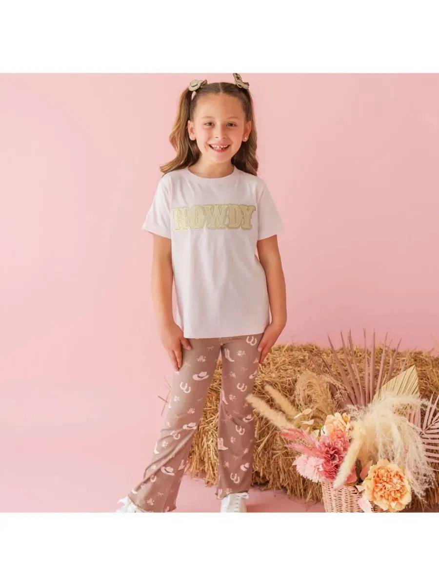 Леггинсы с расклешенным низом Howdy Darling Western Flare Sweet Wink — изображение 4 из 5, коричневый