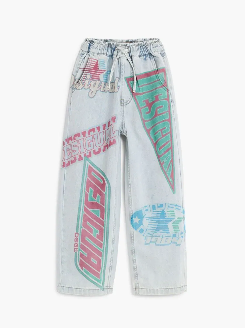 Джинсы прямого кроя с принтом Desigual — изображение 3 из 6, светлый синий