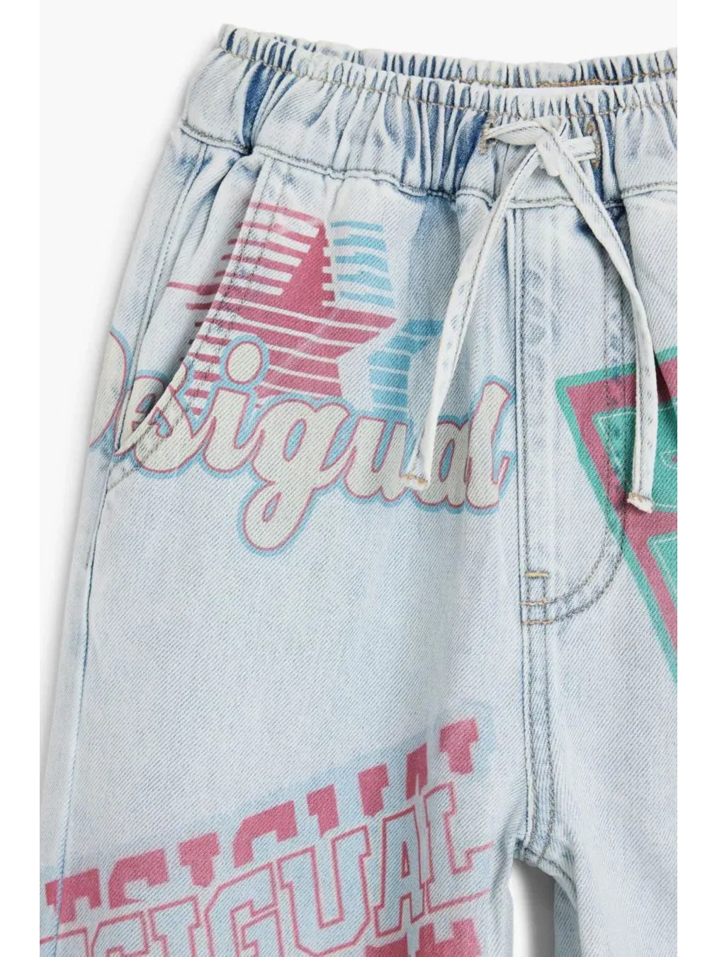 Джинсы прямого кроя с принтом Desigual — изображение 6 из 6, светлый синий