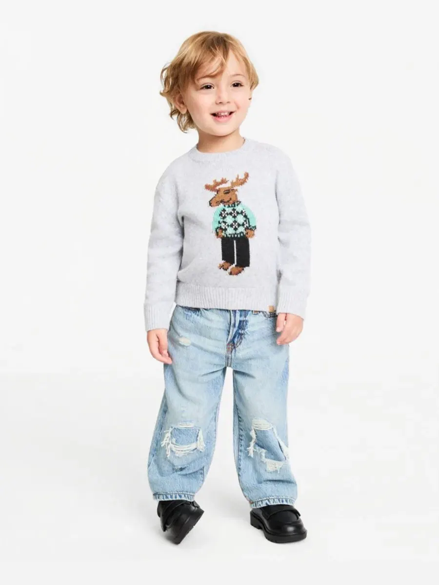 Детский свитер с вышитым лосем abercrombie kids