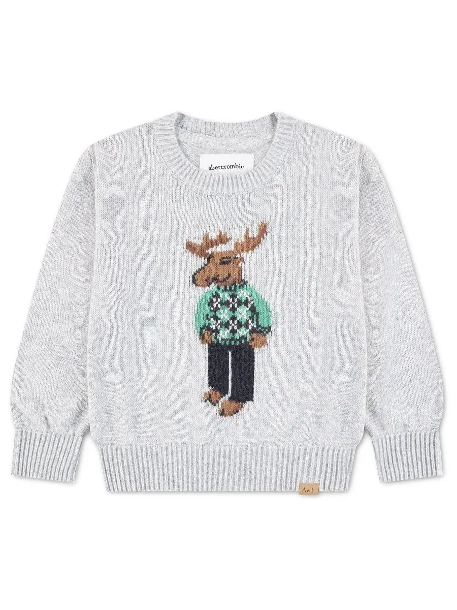 Детский свитер с вышитым лосем abercrombie kids — изображение 3 из 7, высокий дом