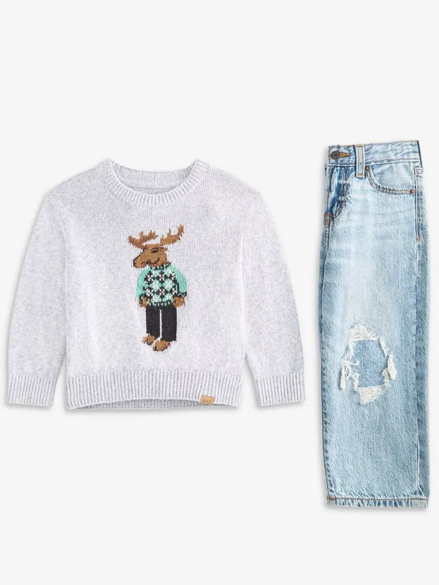 Детский свитер с вышитым лосем abercrombie kids — изображение 5 из 7, высокий дом