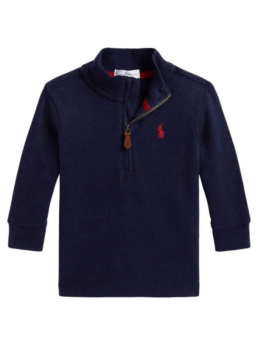 Свитер с воротником-стойкой и четверть-застежкой Estate-Rib Polo Ralph Lauren
