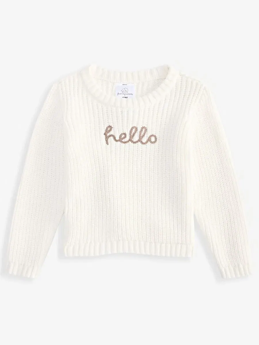 Детский хлопковый свитер с длинным рукавом Hello First Impressions