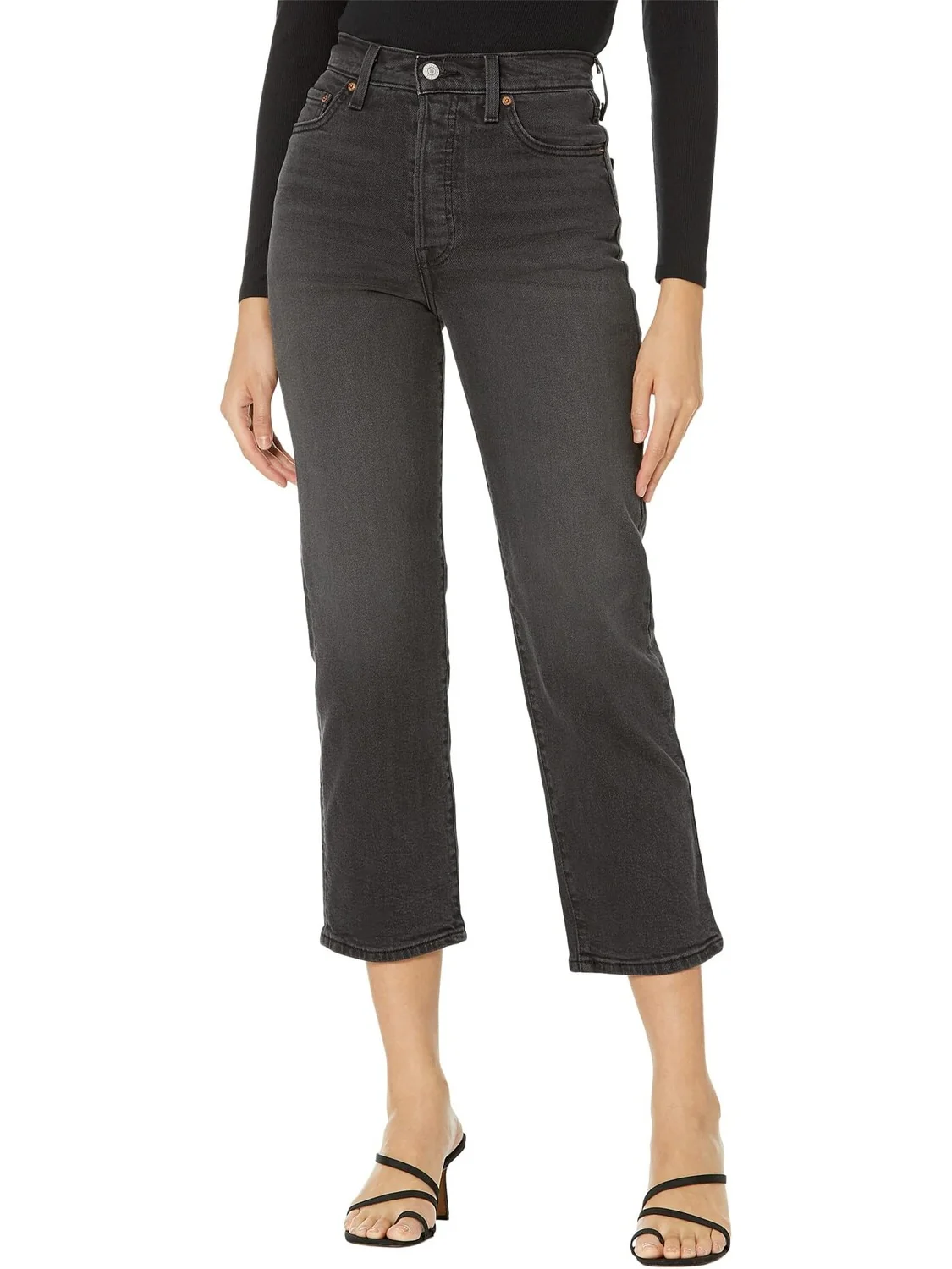 Джинсы Levi's Womens Ribcage Straight Ankle — черный