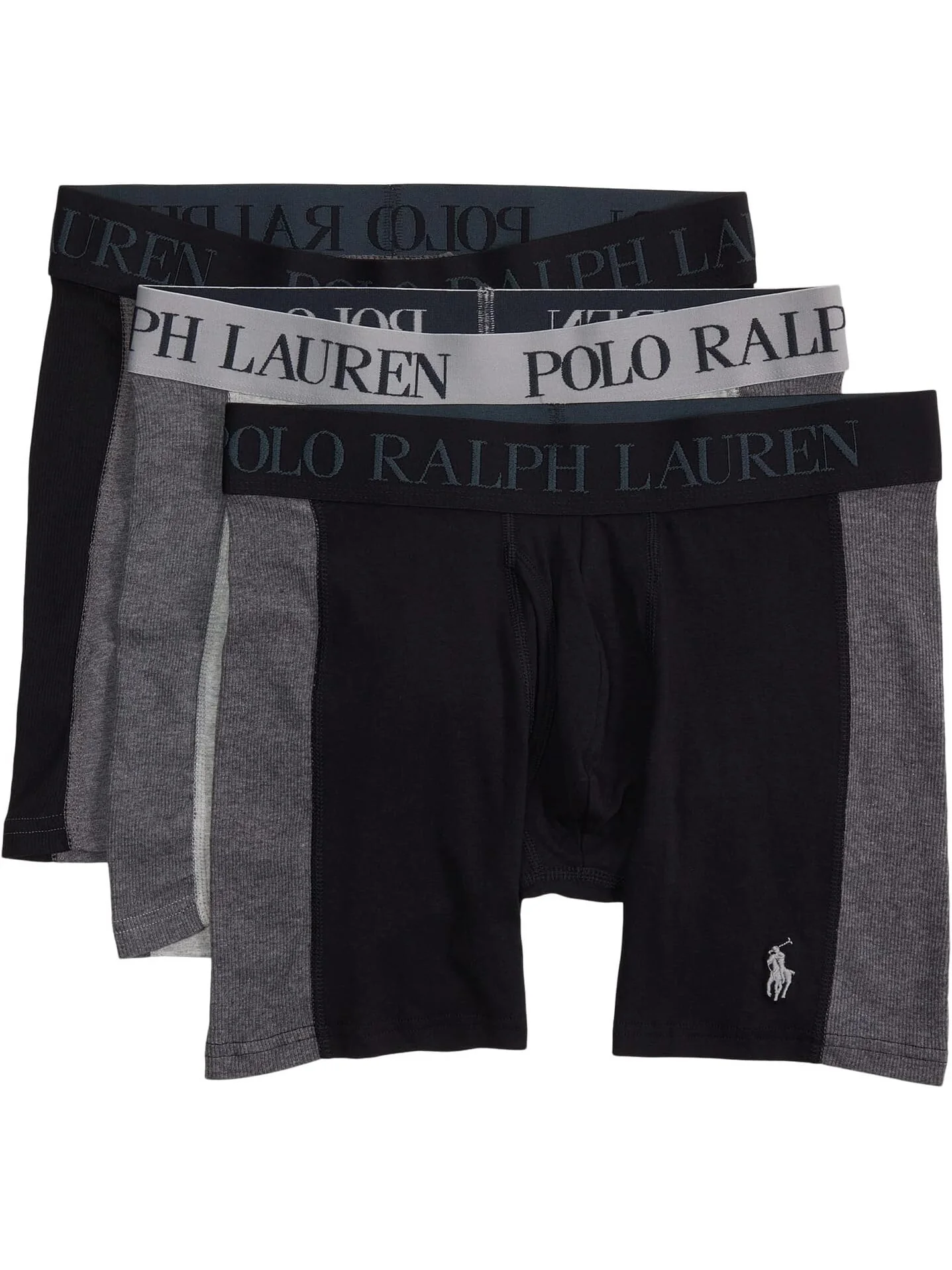 4-D трусы-боксеры Flex Max Flex с ребристой боковой панелью, 3 шт. Polo Ralph Lauren — черный