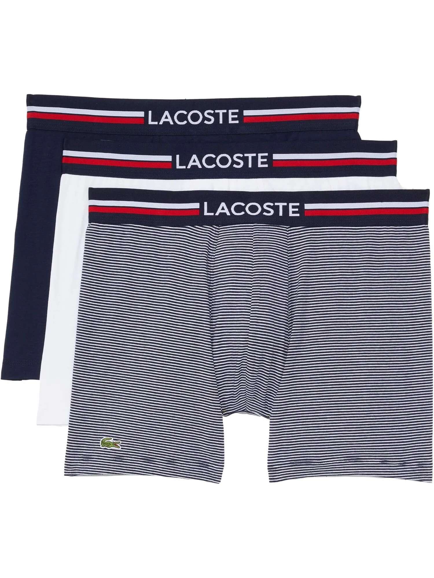 Комплект из трех трусов-боксеров с французским флагом Iconic Lifestyle Lacoste — белый