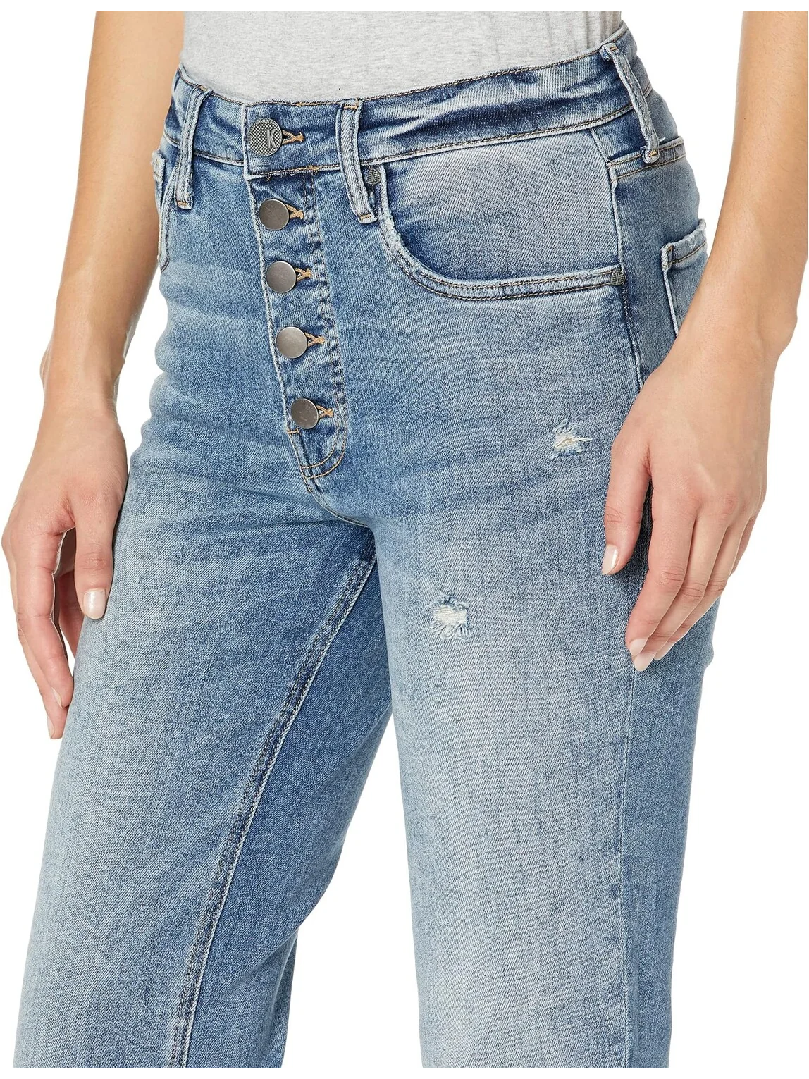 Джинсы Rachael High-Rise Fab Ab Mom Jeans KUT from the Kloth, цвет Imagined — 3