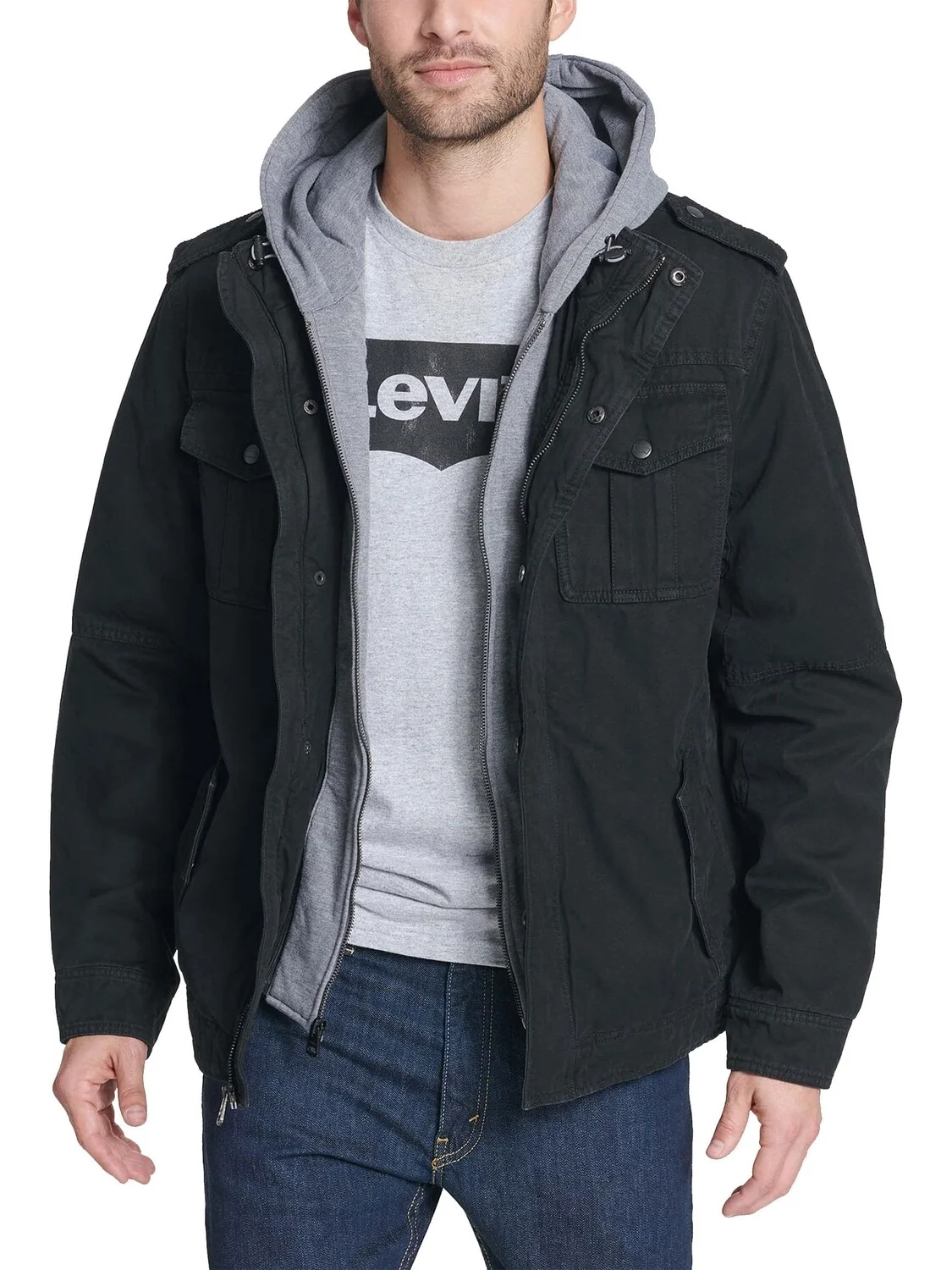 Толстовка Two-Pocket Hoodie with Zip Out Jersey Bib/Hood and Sherpa Lining Levi's — 1