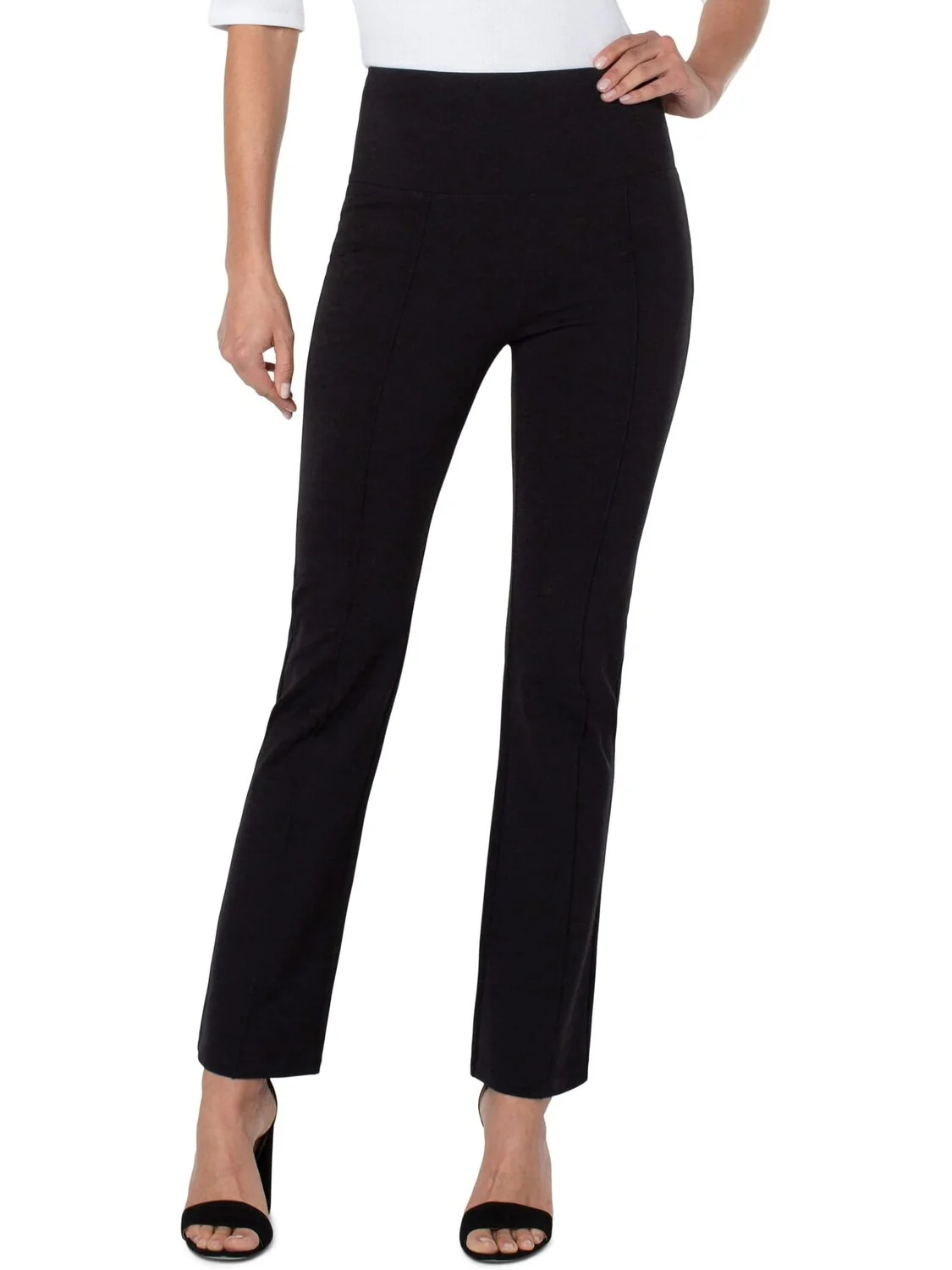 Брюки Pearl Full-Length Flare w/ Pin Tucks Liverpool Los Angeles — черный