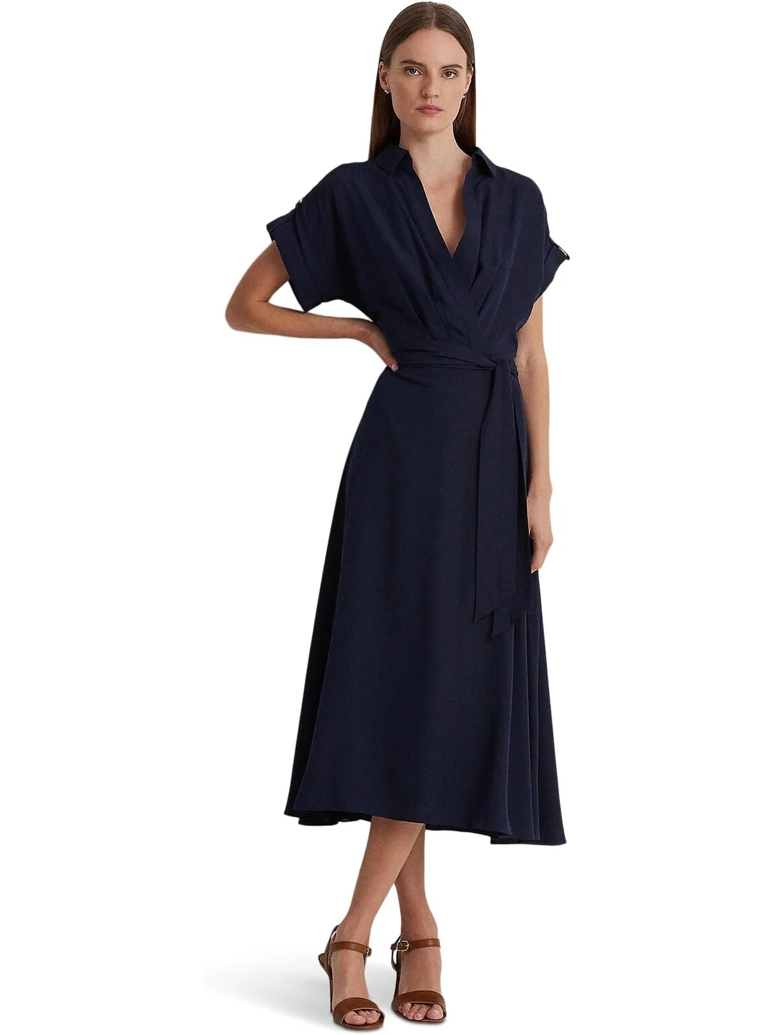 Платье из крепа с поясом LAUREN Ralph Lauren — 1