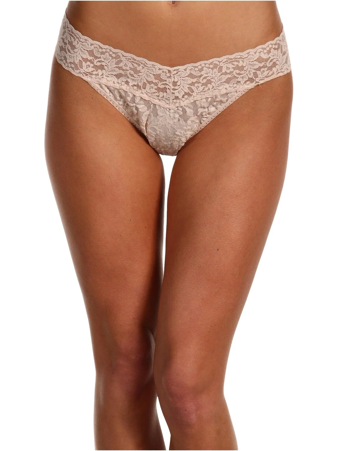 Кружевные стринги Signature с оригинальной посадкой Hanky Panky — бежевый