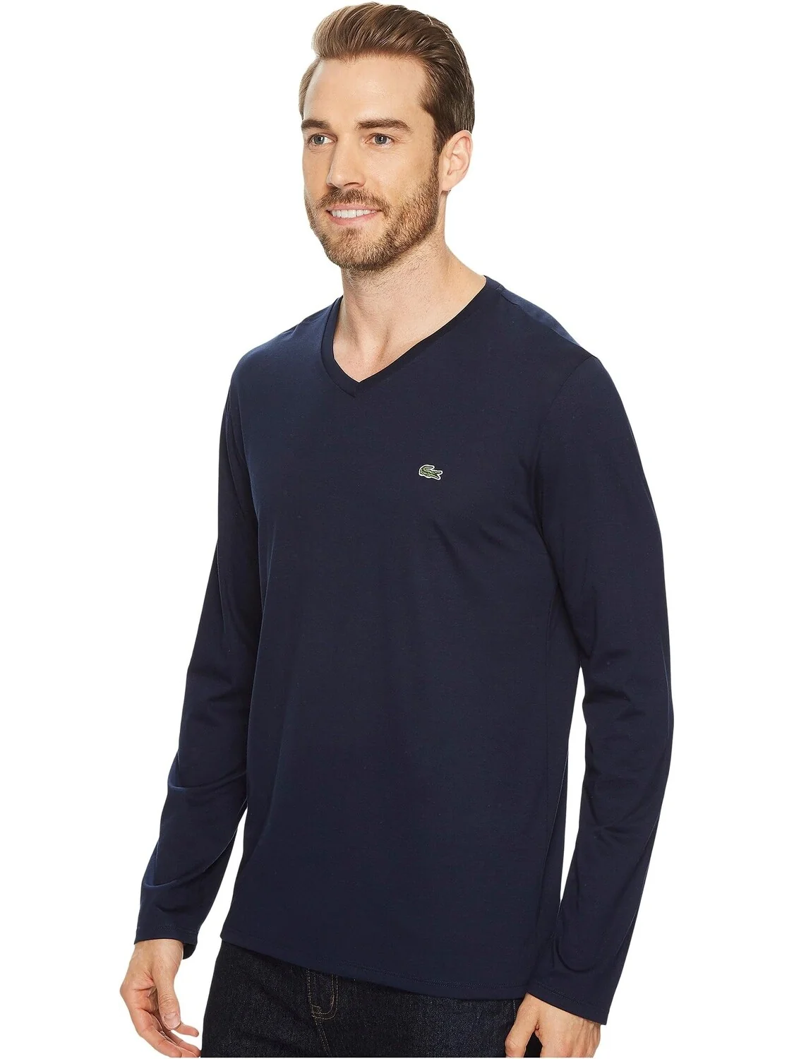 Футболка из джерси Pima с длинным рукавом и V-образным вырезом Lacoste — 2