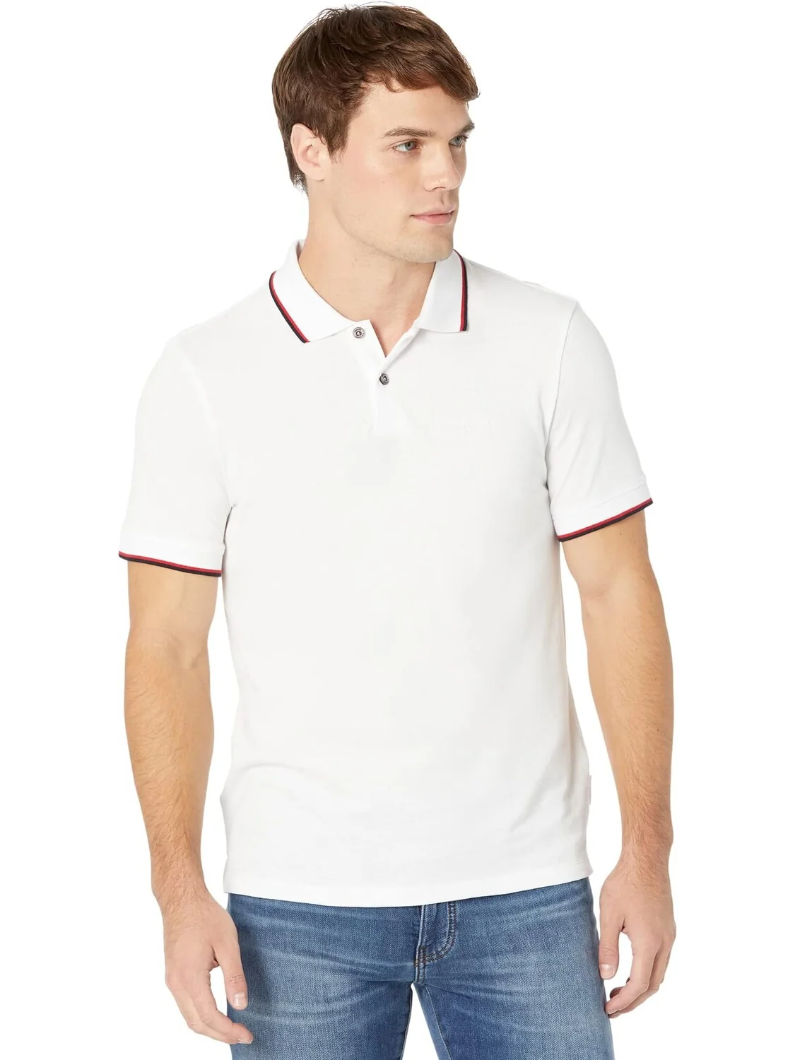 Рубашка-поло Slim Fit Pique Logo Polo Armani Exchange — белый