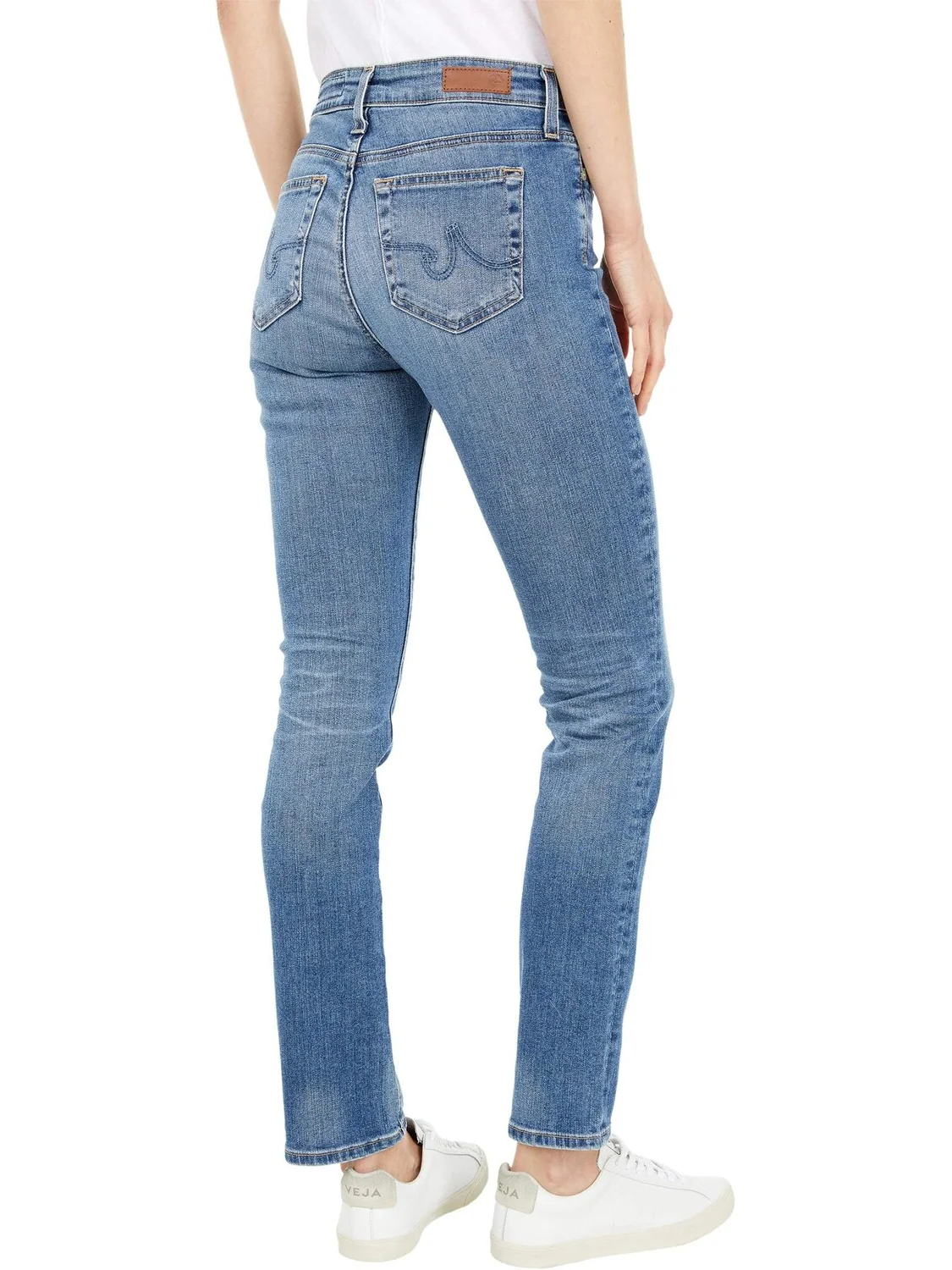 Джинсы Mari High-Rise Slim Straight in 15 Years Shoreline AG Jeans, цвет 15 Years Shoreline — бежевый