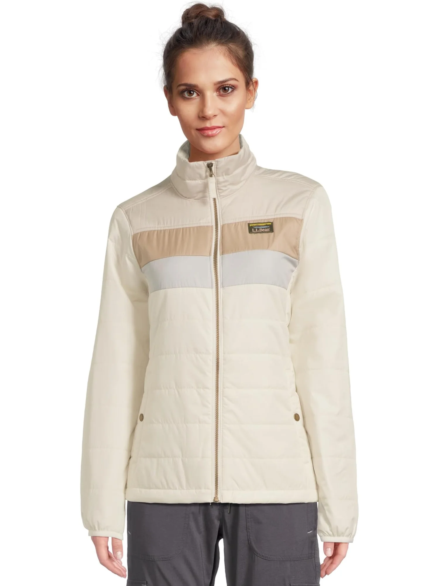Женская куртка-пуховик Mountain Classic Color Block L.L.Bean — изображение 1 из 5, выбеленный