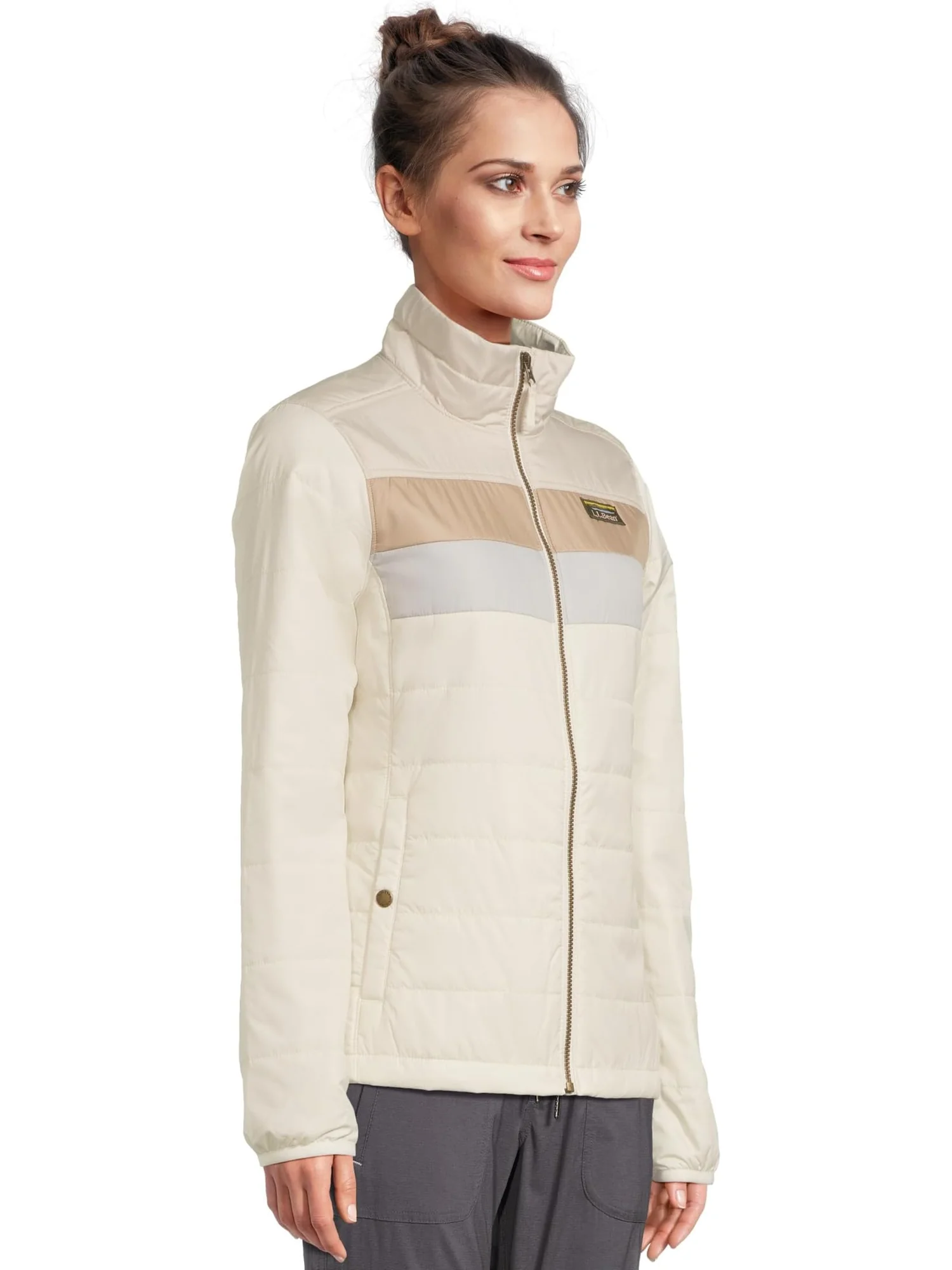 Женская куртка-пуховик Mountain Classic Color Block L.L.Bean — изображение 2 из 5, выбеленный