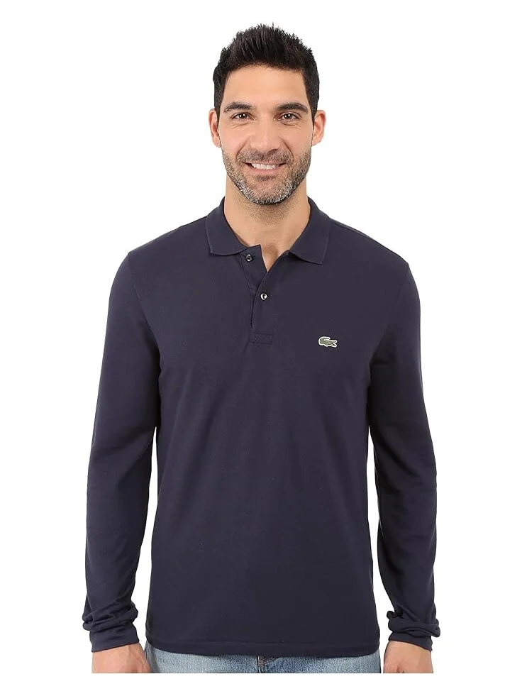 Поло Lacoste Long Sleeve Classic Pique Shirt — изображение 1 из 4, темно-синий