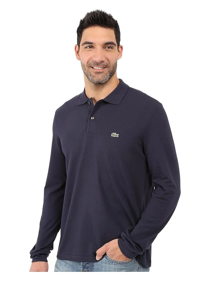 Поло Lacoste Long Sleeve Classic Pique Shirt — изображение 2 из 4, темно-синий
