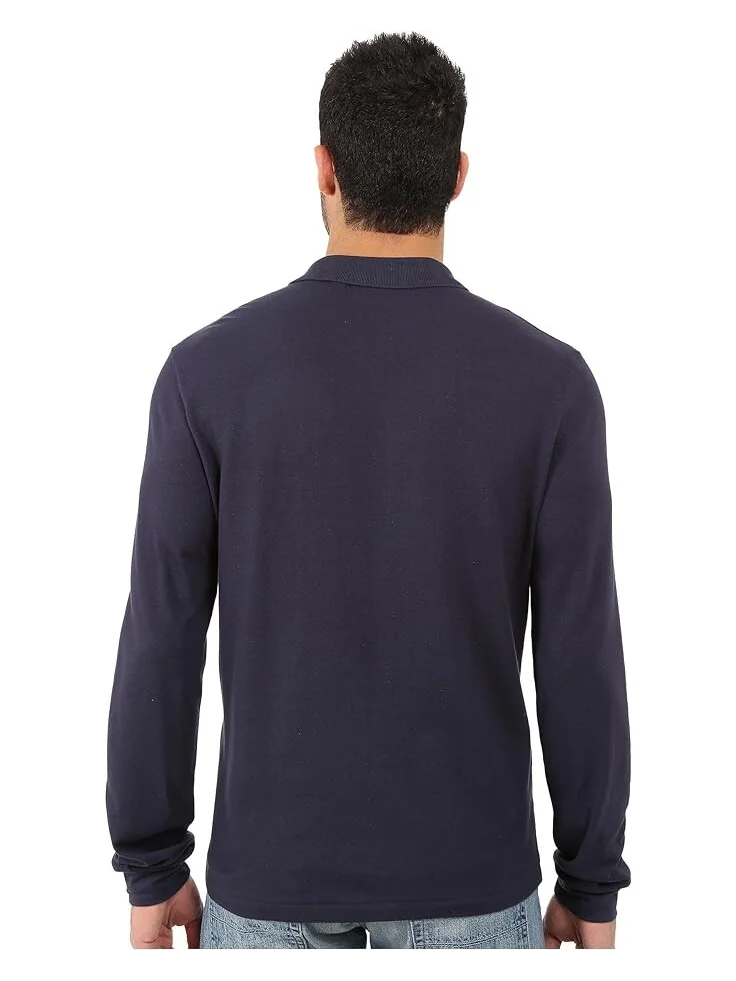 Поло Lacoste Long Sleeve Classic Pique Shirt — изображение 3 из 4, темно-синий