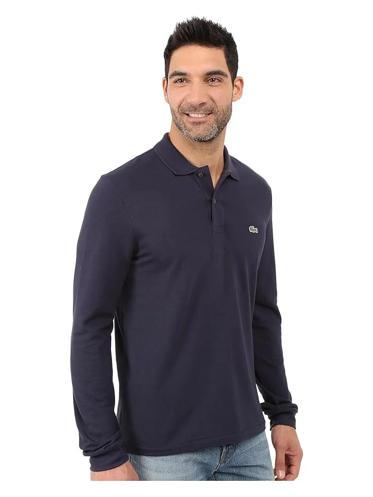 Поло Lacoste Long Sleeve Classic Pique Shirt — изображение 4 из 4, темно-синий